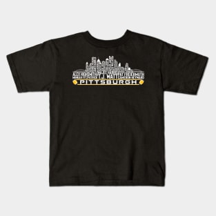 Pittsburgh Football Team 23 Player Roster, Pittsburgh City Skyline Kids T-Shirt